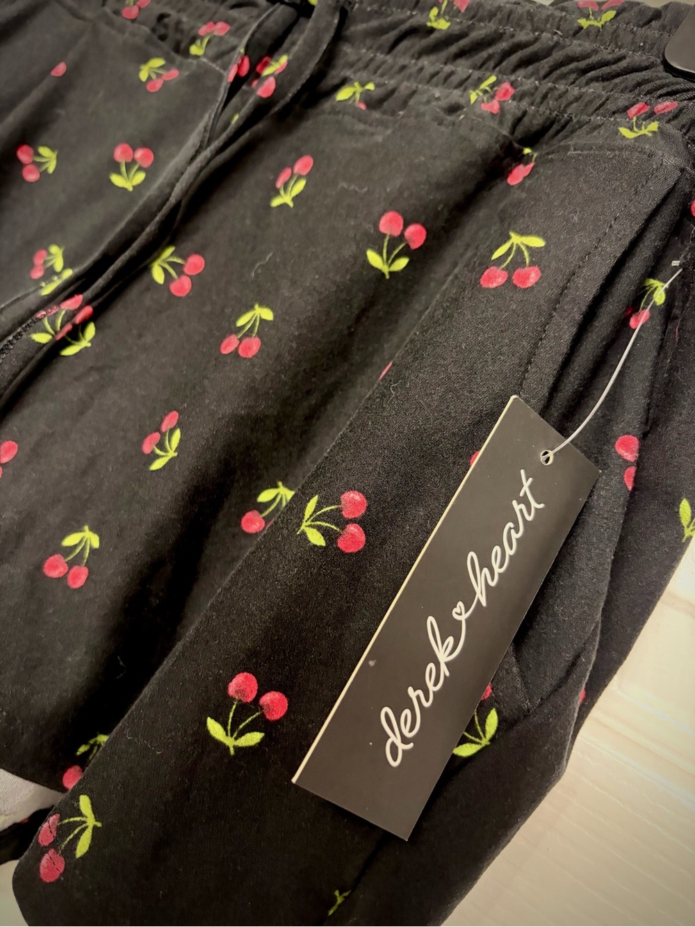 Derek Heart Black Shorts with Red Cherry Print 🍒 - Picture 3 of 4